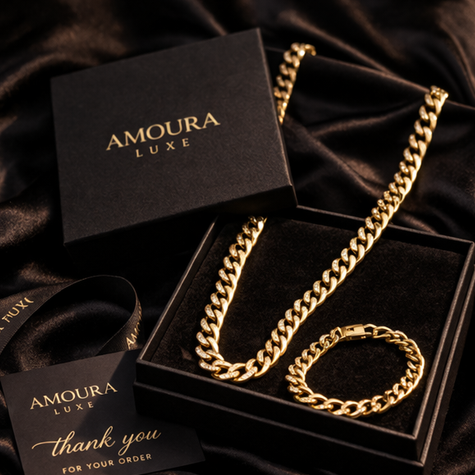 Éternel Cuban Link Set – Gold Stainless Steel (Necklace & Bracelet)