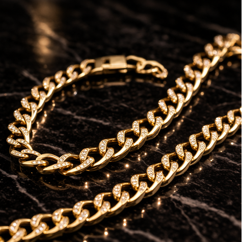 Éternel Cuban Link Set – Gold Stainless Steel (Necklace & Bracelet)