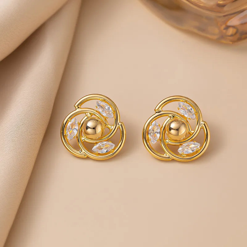 Lumière Fleur Royale 18K Gold Plated Zircon Earrings