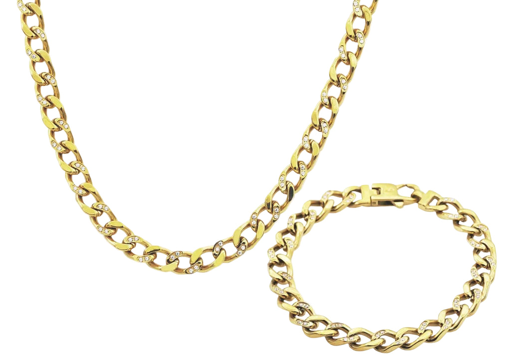 Éternel Cuban Link Set – Gold Stainless Steel (Necklace & Bracelet)