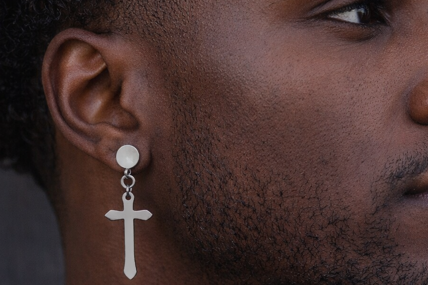 Eternal Cross Earrings – Polished Stainless Steel