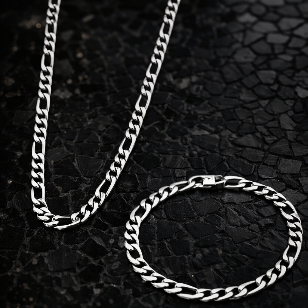 Figaro Link Set – Stainless Steel Necklace & Bracelet