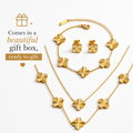 Luxury Clover Jewelry Set | Stainless Steel | Necklace, Bracelet & Earrings | Gift Ready