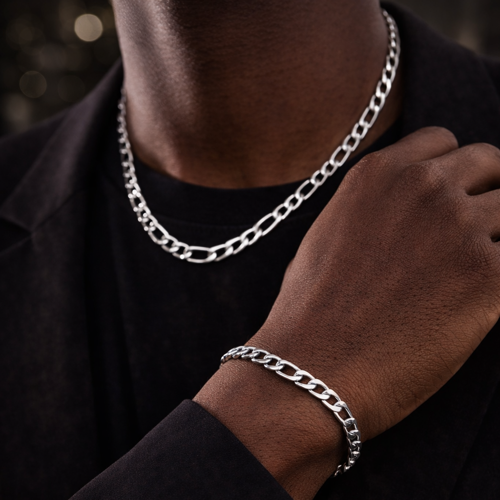 Figaro Link Set – Stainless Steel Necklace & Bracelet