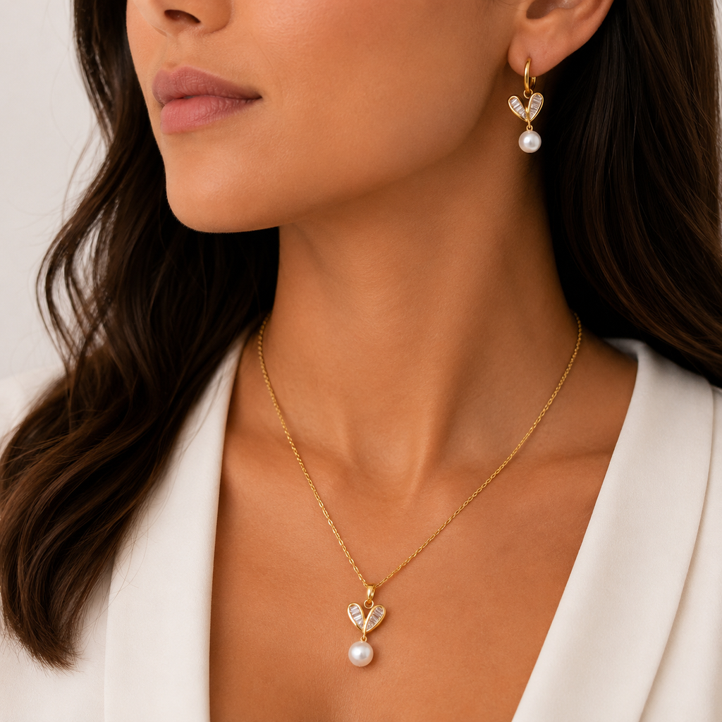 Lumière Amour Pearl Set – 18K Gold Plated