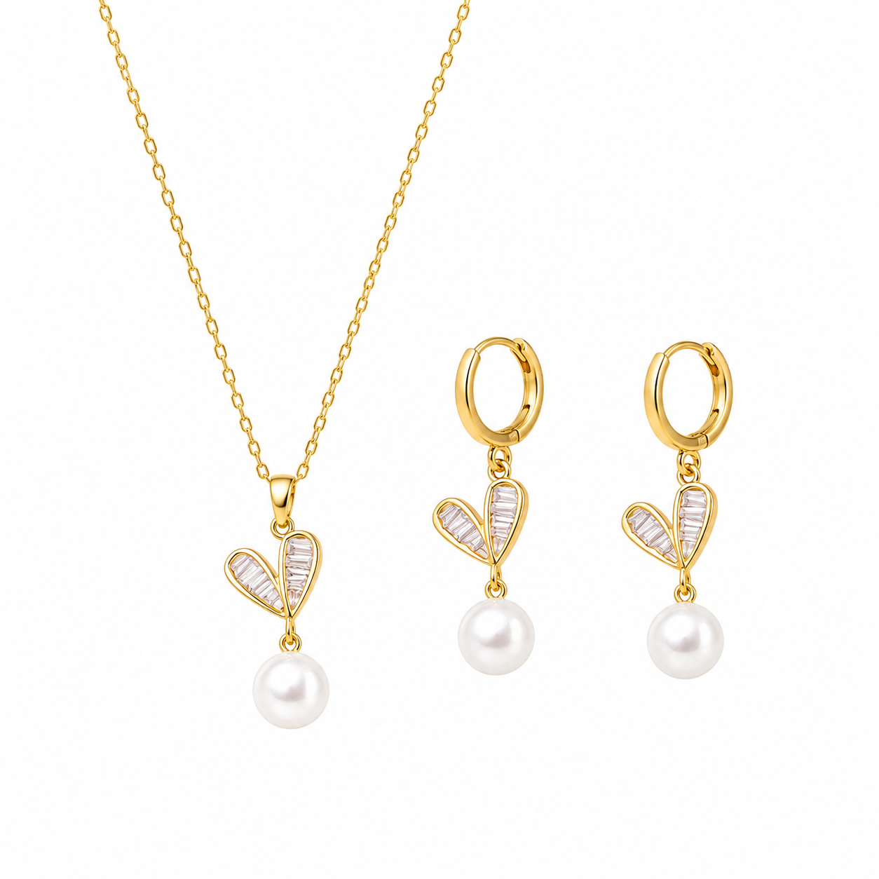 Lumière Amour Pearl Set – 18K Gold Plated