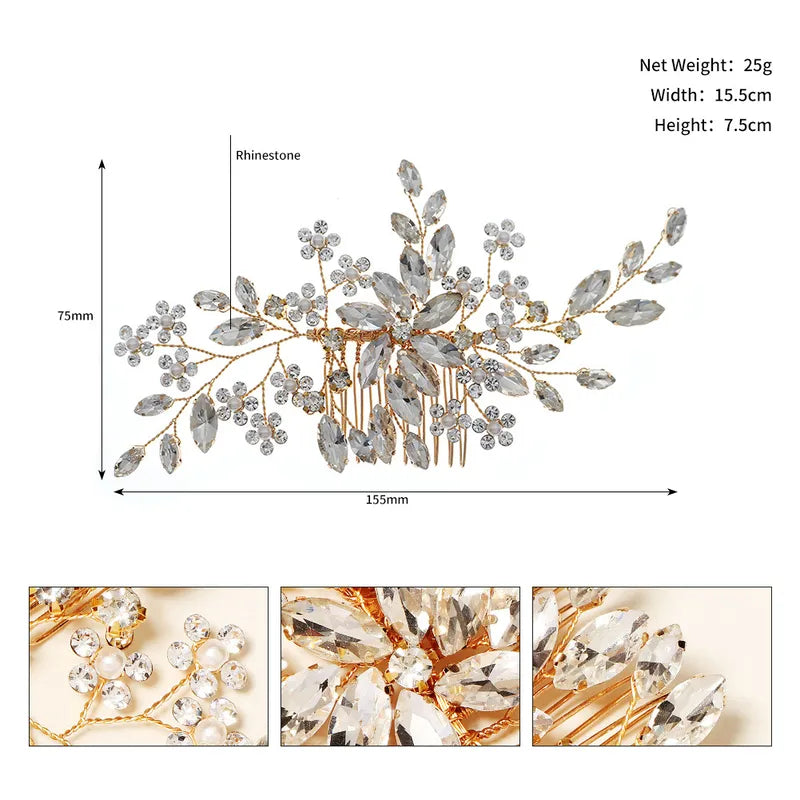 Aurélie Crystal Bloom Hair Comb – Bridal Rhinestone Accessory