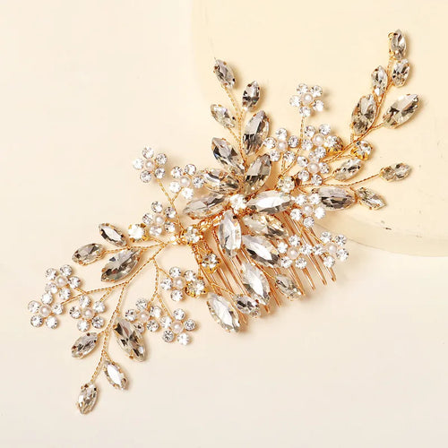 Aurélie Crystal Bloom Hair Comb – Bridal Rhinestone Accessory