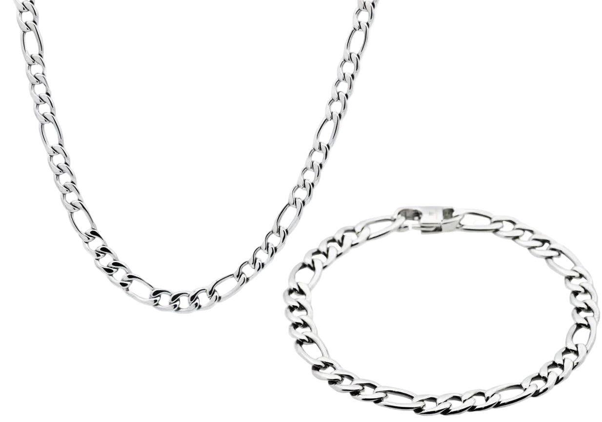 Figaro Link Set – Stainless Steel Necklace & Bracelet