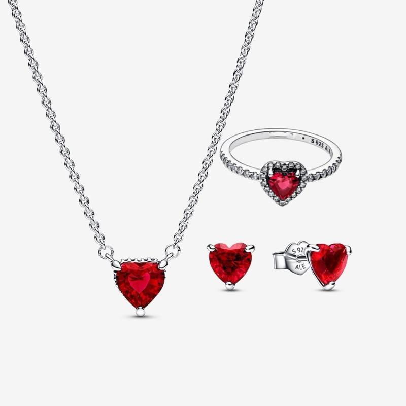 Eternal Heart Ruby Jewelry Set – Sterling Silver 925