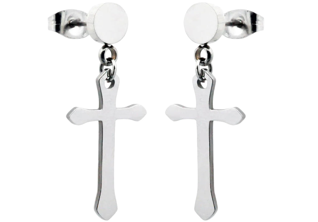 Eternal Cross Earrings – Polished Stainless Steel