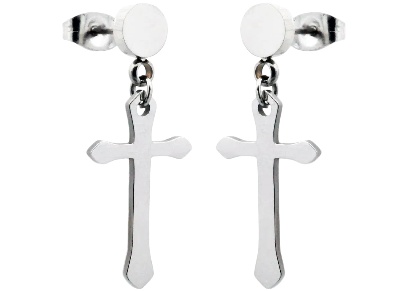 Eternal Cross Earrings – Polished Stainless Steel