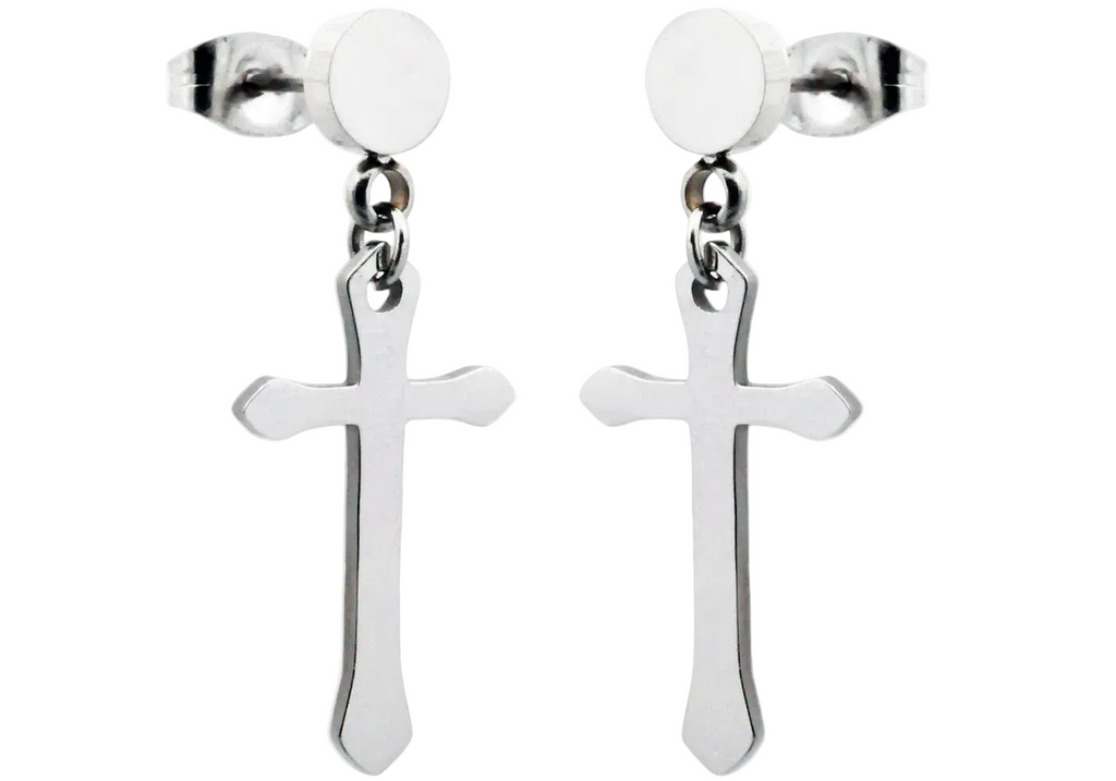 Eternal Cross Earrings – Polished Stainless Steel