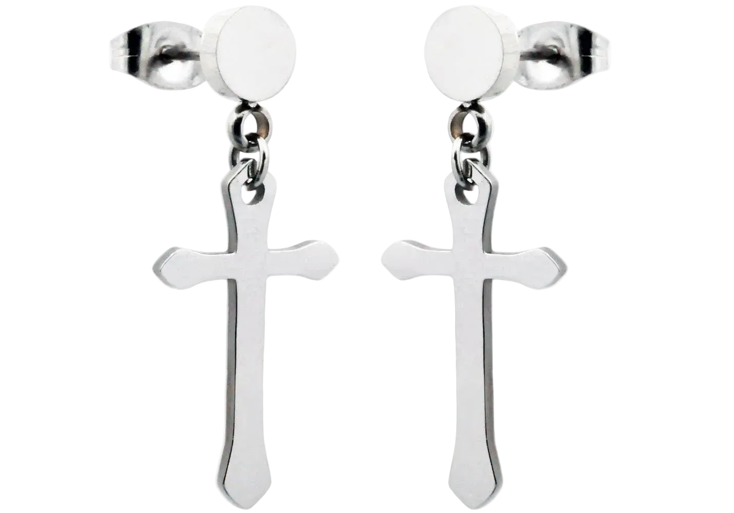 Eternal Cross Earrings – Polished Stainless Steel