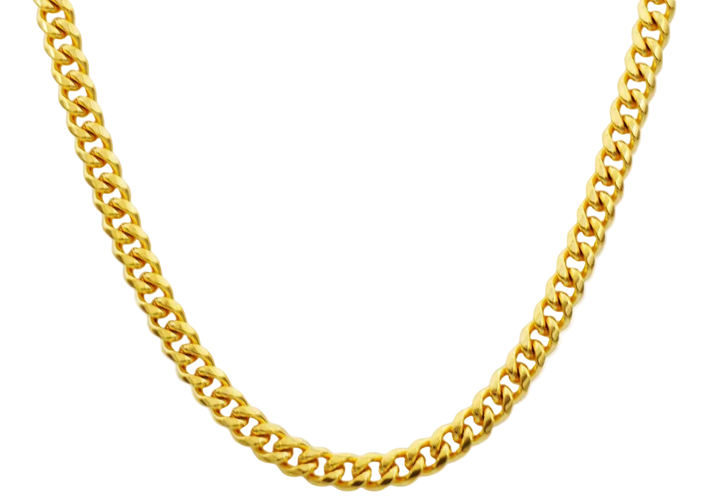 Gold chain necklace on a white background